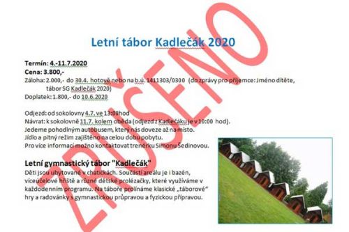 Letní tábor Kadlečák 2020 zrušen