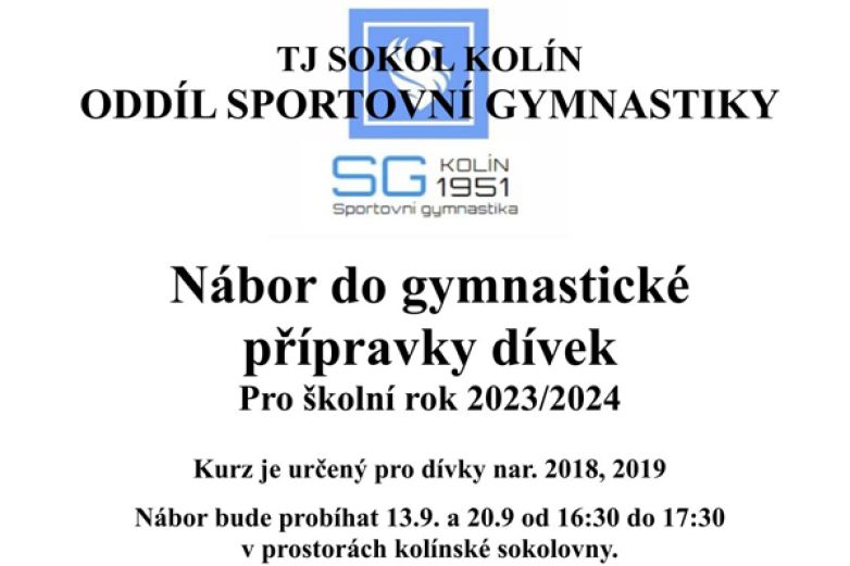 Gymnastická přípravka pouze pro dívky na rok 2023/2024
